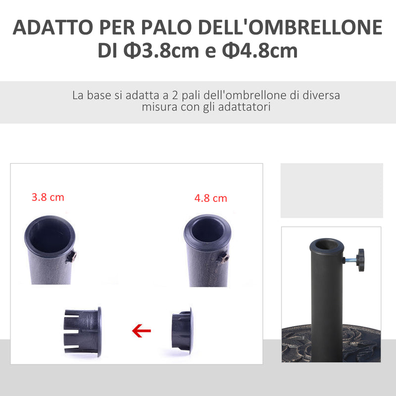 Base per Ombrellone da Giardino Ø45 cm 9 Kg in Resina con Finiture in Bronzo