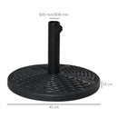 Base per Ombrellone da Giardino Ø45 cm 9,5 Kg in Plastica Effetto Rattan Nero