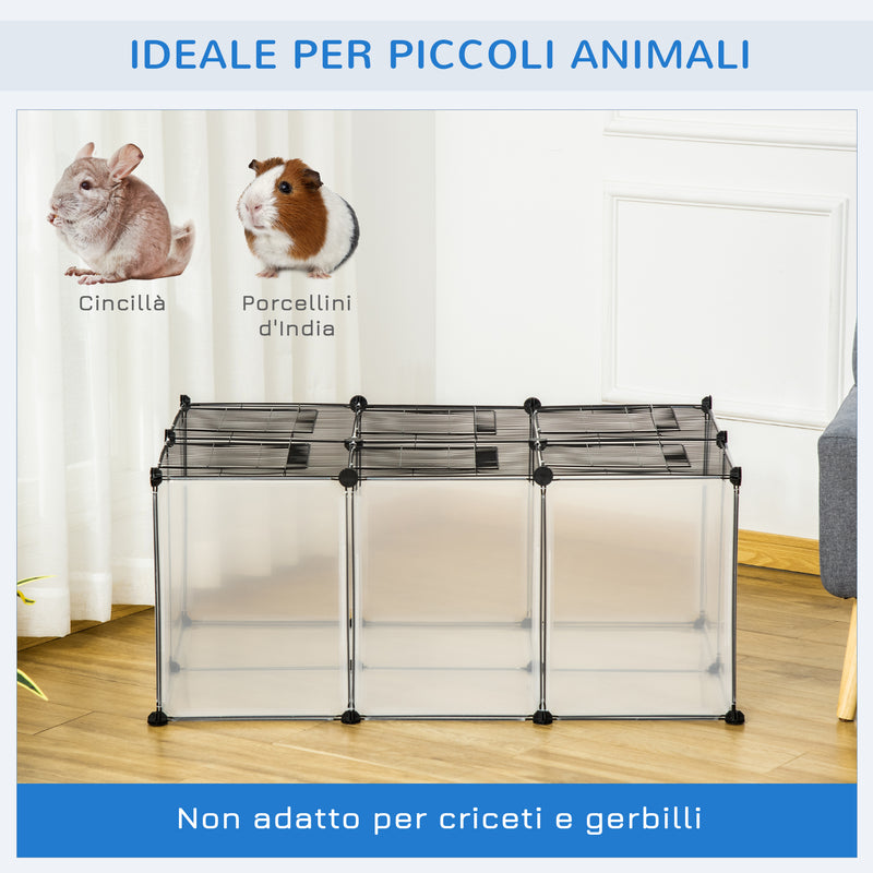 Recinto per Criceti e Conigli Modulabile 105x70x45 cm in Resina e Acciaio Nero