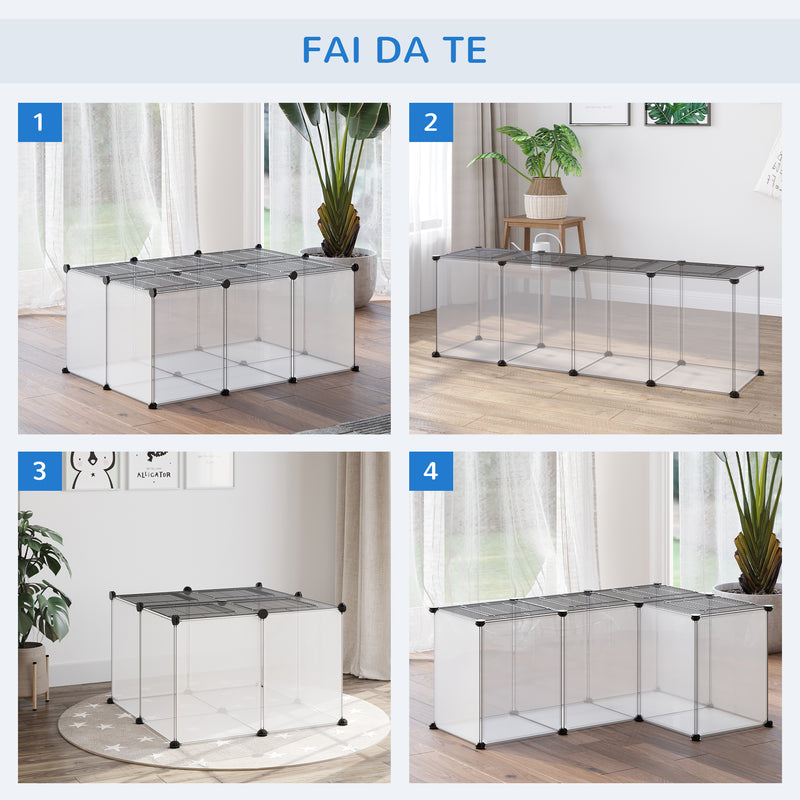 Recinto per Criceti e Conigli Modulabile 105x70x45 cm in Resina e Acciaio Nero