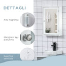 Pensile da Bagno 1 Anta Specchio 41x14x60 cm a Chiusura Magnetica Bianco