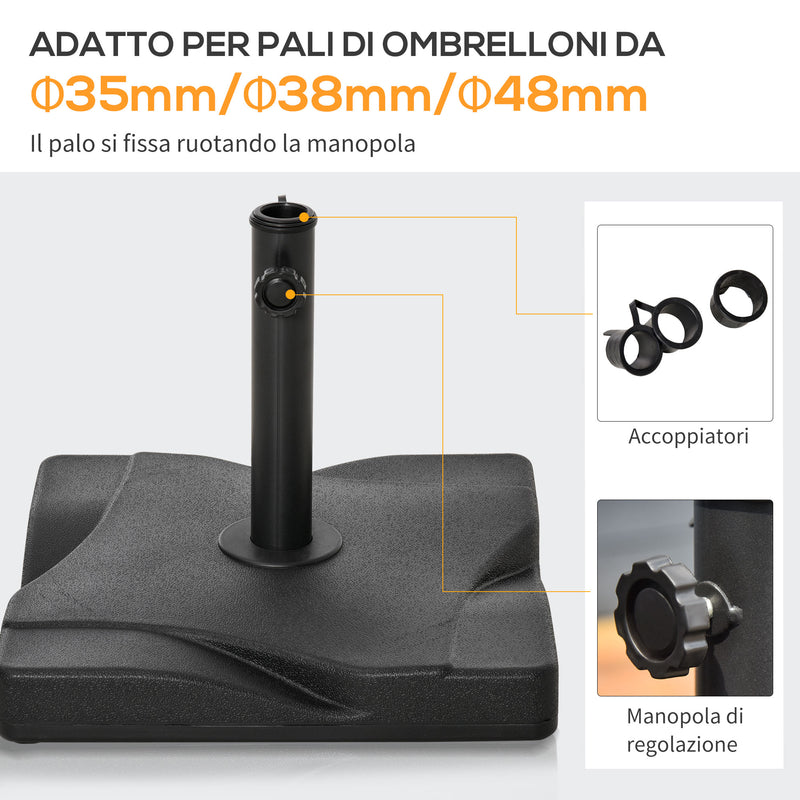 Base per Ombrellone da Giardino Ø41,5 cm 20 Kg in Plastica Nero