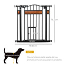 Cancelletto Sicurezza Regolabile per Cani 74-80 cm con Chiusura Automatica Nero