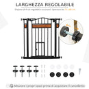Cancelletto Sicurezza Regolabile per Cani 74-80 cm con Chiusura Automatica Nero
