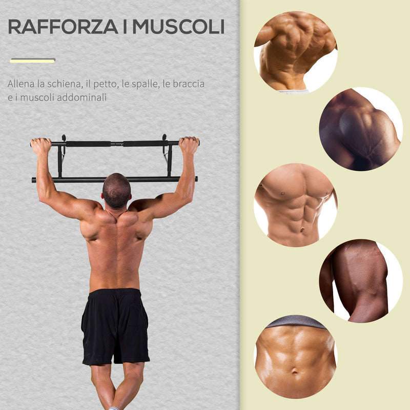 Barra Trazioni a Pressione su Porta Pieghevole 100x34x26 cm Max 100Kg Nero