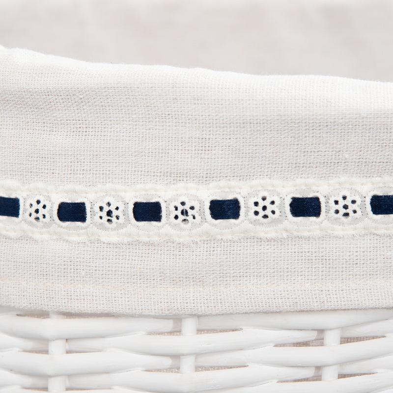 Cesto Portabiancheria 51x38x57 cm in Vimini con Coperchio e Sacco Interno Bianco