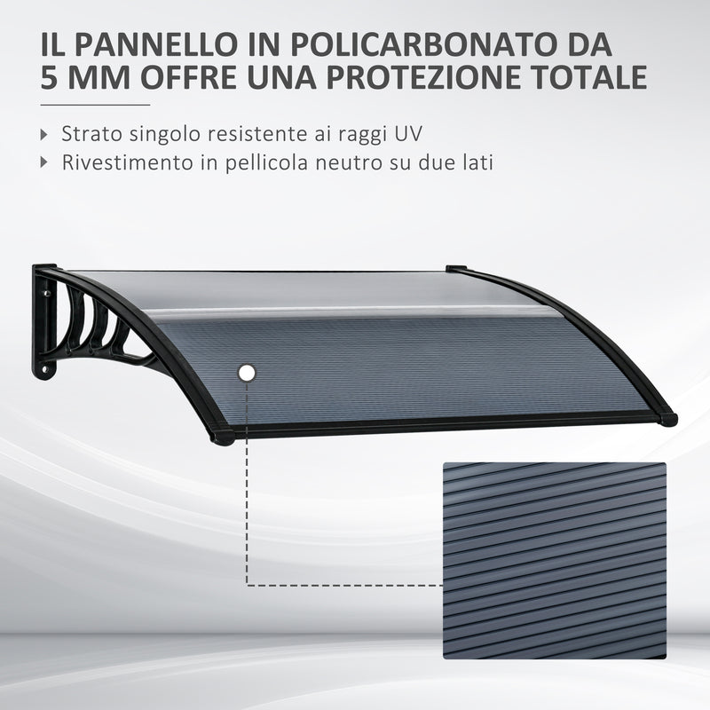 Pensilina Tettoia  100x80 cm in Policarbonato Anti-UV Nero