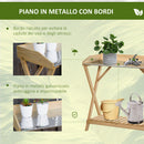 Tavolino da Giardino 80x40x84 cm in Legno con Piano in Metallo Antiruggine