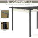 Pergola da Giardino 3,96x2,96m Tettuccio Retrattile e Struttura in Alluminio Crema