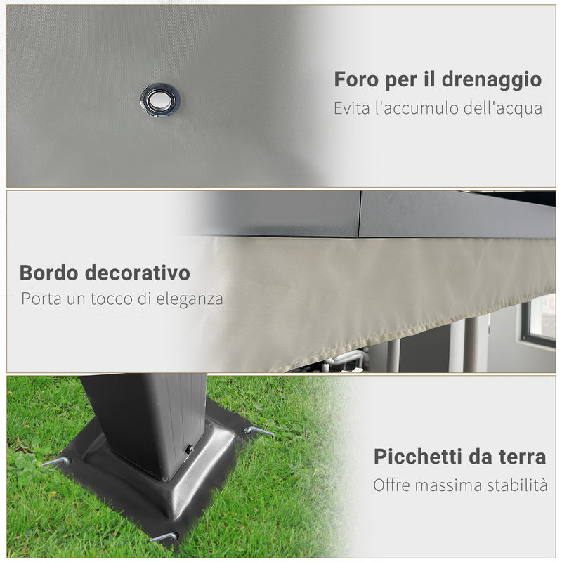 Pergola da Giardino 3,96x2,96m Tettuccio Retrattile e Struttura in Alluminio Crema