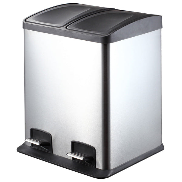 sconto Mülleimer aus Stahl für die getrennte Abfallsammlung 2 Körbe mit Pedalöffnung