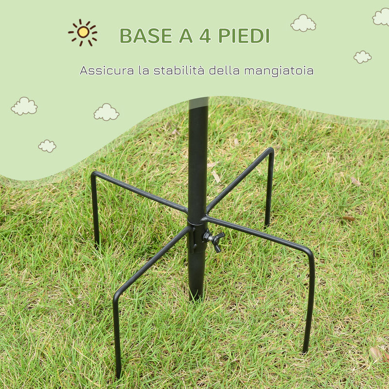 Mangiatoia per Uccelli da Giardino 54,5x54,5x208 cm in Acciaio Nero