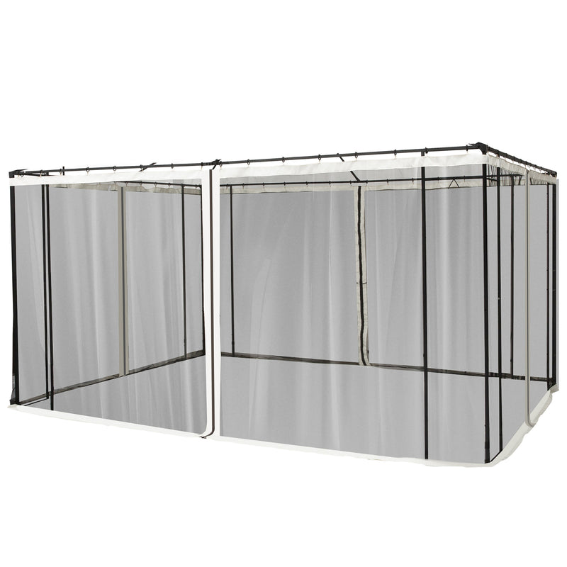 Zanzariera per Gazebo Tende di Ricambio Universale 335x207 cm con Cerniere Nero/Beige