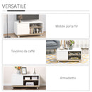 Carrello Porta TV 1 Anta 80x45x39,5 cm in Legno truciolare Bianco