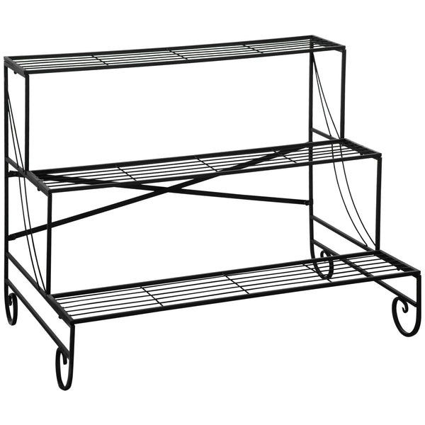 Pflanzenhalter 3 Regale 95 x 63 x 72 cm aus schwarzem Schmiedeeisen acquista