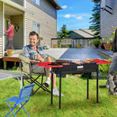 Barbecue a Carbone Carbonella 120x31x60-70 cm con Griglia e Teglia Nero