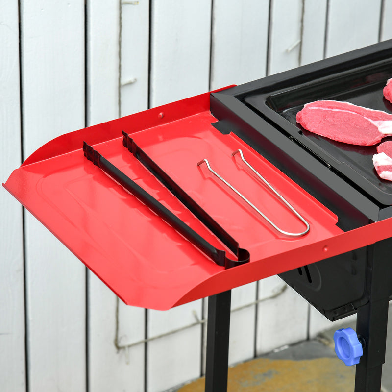 Barbecue a Carbone Carbonella 120x31x60-70 cm con Griglia e Teglia Nero