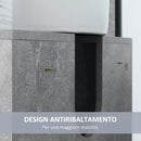 Mobile Sotto Lavabo Bagno 6 Ripiani 1 Anta 60x30x68 cm in Legno Grigio