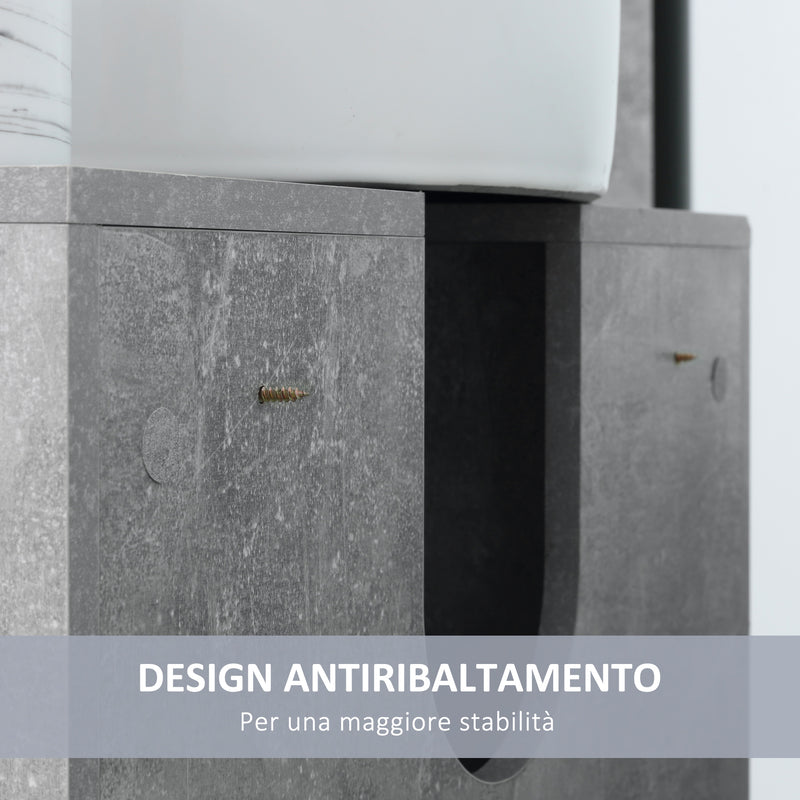 Mobile Sotto Lavabo Bagno 6 Ripiani 1 Anta 60x30x68 cm in Legno Grigio