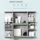 Specchiera Bagno a Parete 80x19,8x64cm con Anta e Mensole Laterali Grigio