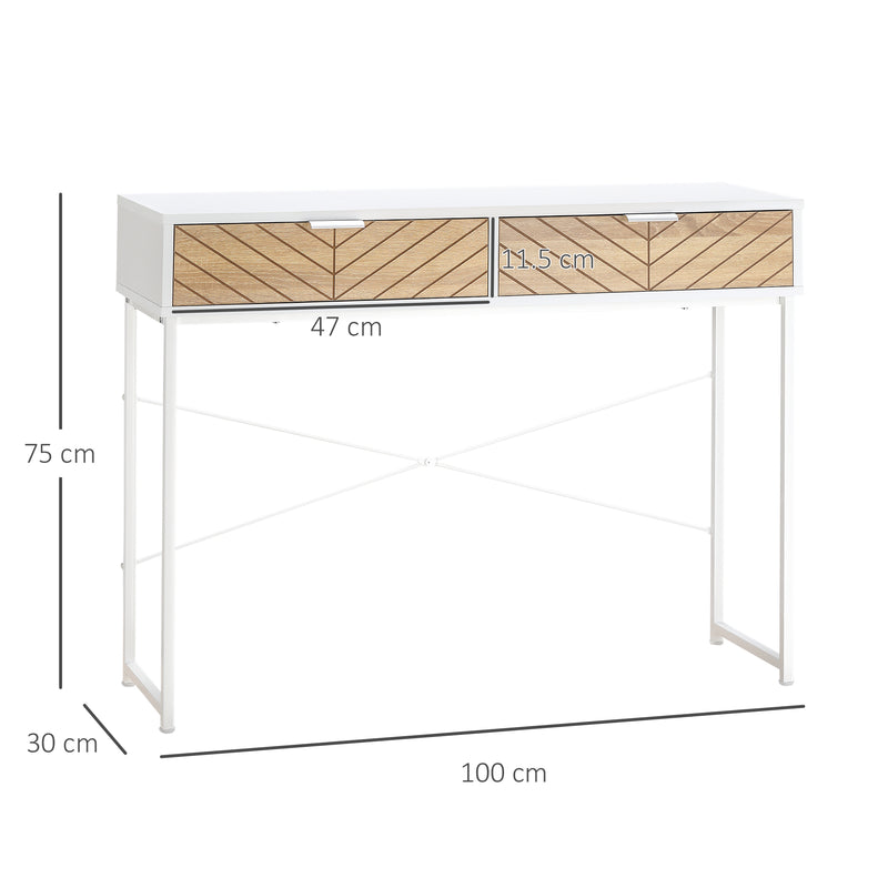 Consolle Moderna per Ingresso e Soggiorno 100x30x75 cm in Metallo Bianco