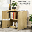 Mobiletto Multiuso 2 Ante 70x39x70 cm con Ruote in Legno