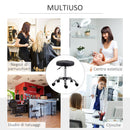 Set 2 Sgabelli Girevoli con Ruote Ø35.5x46-38 cm in Similpelle Nero