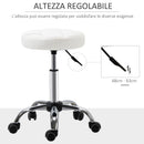 Set 2 Sgabelli Girevoli con Ruote Ø35.5x46-38 cm in Similpelle Bianco