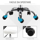 Set 2 Sgabelli Girevoli con Ruote Ø35.5x46-38 cm in Similpelle Bianco