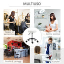 Set 2 Sgabelli Girevoli con Ruote Ø35.5x46-38 cm in Similpelle Bianco