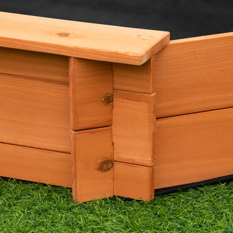 Sabbiera da Esterno in Legno 39.5x139.5x21.5 cm con Sedili e Copertura Rosso