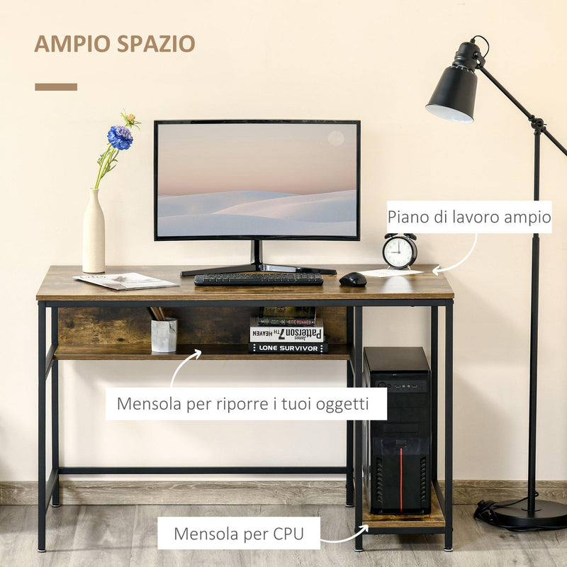 Scrivania da Ufficio 120x60x75 cm in Legno e Metallo Marrone Rustico