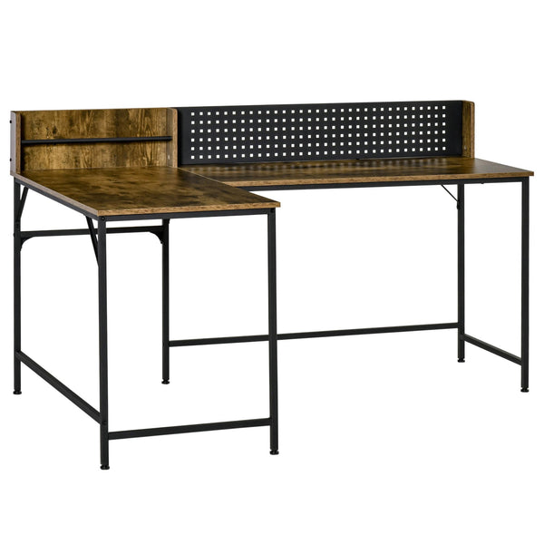 Eckschreibtisch 165 x 110 x 95 cm aus Holz und rustikalem braunem Metall online