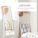 Specchio da Terra Armadio Portagioie  46x36.5x151.5 cm con Luce LED Bianco