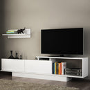 Mobile Porta TV 180x29,6x45 cm con Armadietti e Mensola da Appendere in Legno Bianco
