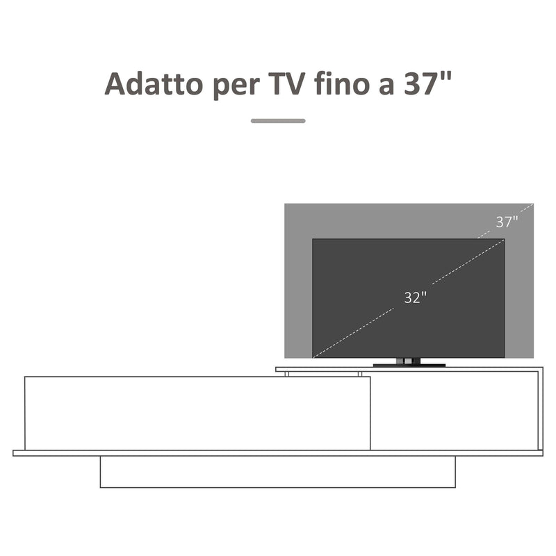 Mobile Porta TV 180x29,6x45 cm con Armadietti e Mensola da Appendere in Legno Bianco