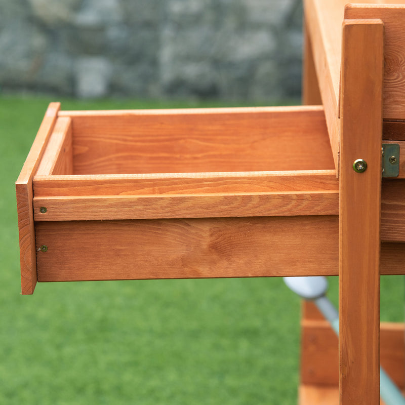 Tavolo per Giardinaggio 111.8x50.3x112.3 cm in Legno di Abete con Griglia Arancione