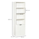 Libreria Moderna 4 Ripiani 59x29x180 cm con Armadietto a 2 Ante in Legno Bianco