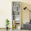 Libreria Moderna 4 Ripiani 59x29x180 cm con Armadietto a 2 Ante in Legno Bianco