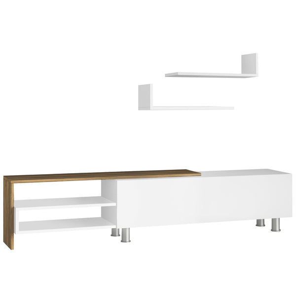TV-Schrank 180 x 29,5 x 41,3 cm mit Regalen und Schrank aus weißem Holz acquista