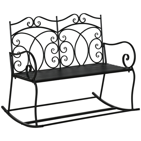 sconto 2-Sitzer-Schaukelgartenbank 102 x 74,5 x 78 cm aus schwarzem Metall