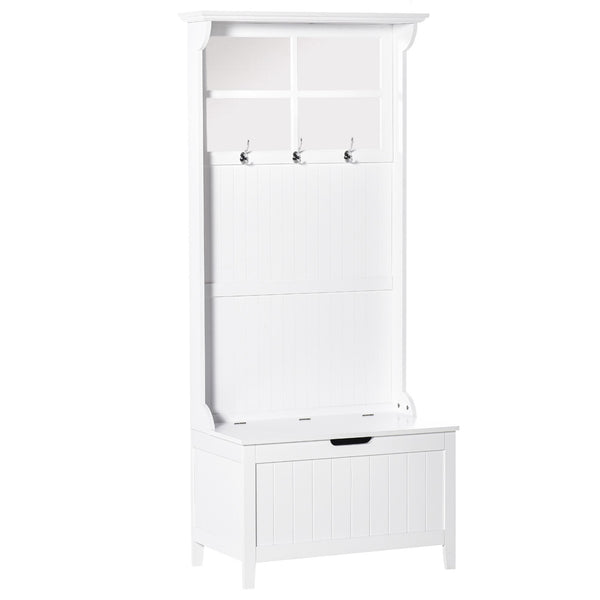 online 3-in-1-Eingangsmöbel mit weißer Regaltruhe und Spiegeln