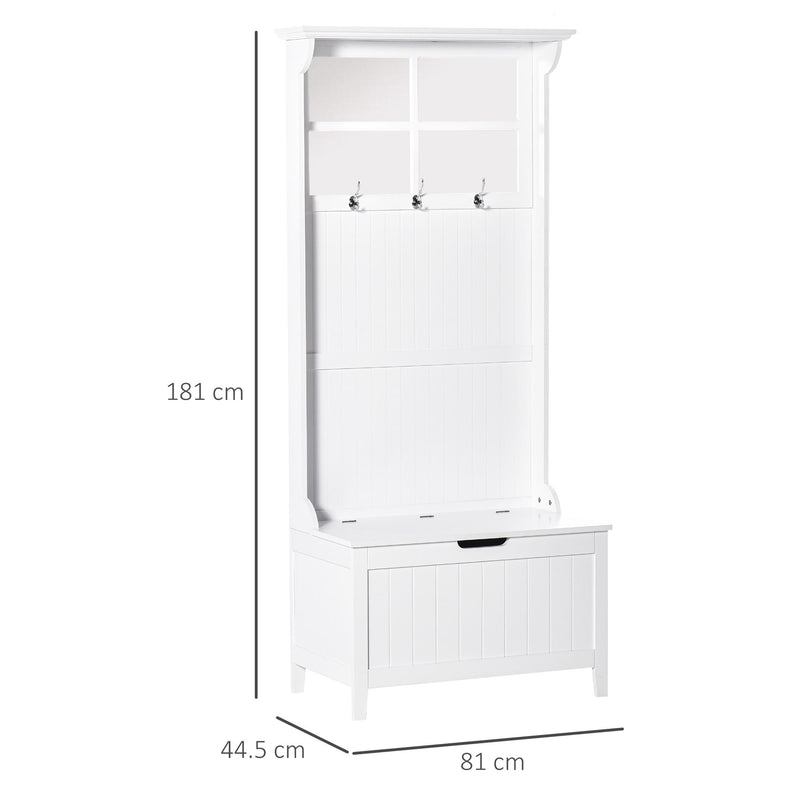 Mobile Ingresso 3 in 1 con Cassapanca Mensola e Specchi Bianco