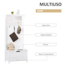 Mobile Ingresso 3 in 1 con Cassapanca Mensola e Specchi Bianco