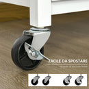 Carrello da Cucina 1 Cassetto 2 Ante con Ruote 73x50x91 cm Piano in Bambù Bianco