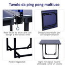 Tavolo da Ping Pong per Bambini Pieghevole 182x91x76 cm in Acciaio e MDF Blu