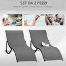 Set 2 Lettini Prendisole Pieghevoli 61x165x63 cm in Alluminio e Textilene Nero e Grigio Scuro