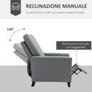 Poltrona Relax Manuale Reclinabile in Similpelle Grigio