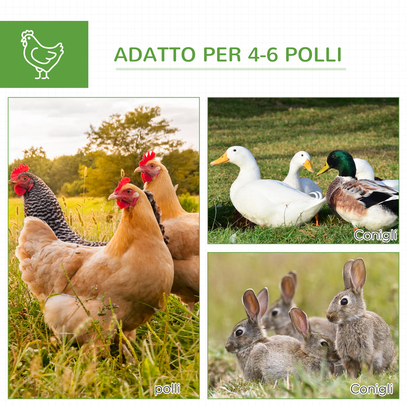 Pollaio Gabbia per Galline da Esterno 200x105x172 cm con Telo di Protezione in Oxford Argento