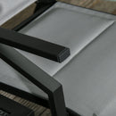 Set Tavolino e 2 Sdraio Reclinabili da Giardino Tessuto a Rete e Cotone Grigio Scuro